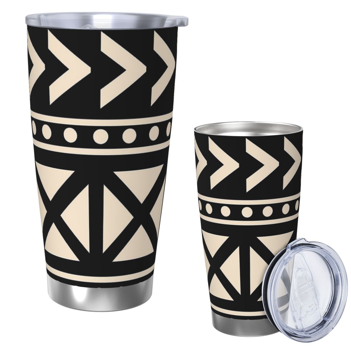 Tumbler 20Oz White - African Mud Cloth Black And White