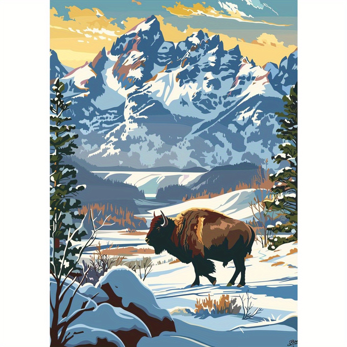 Canvas Wrap Ready - 1pc FramelessCanvas Print - Bison in