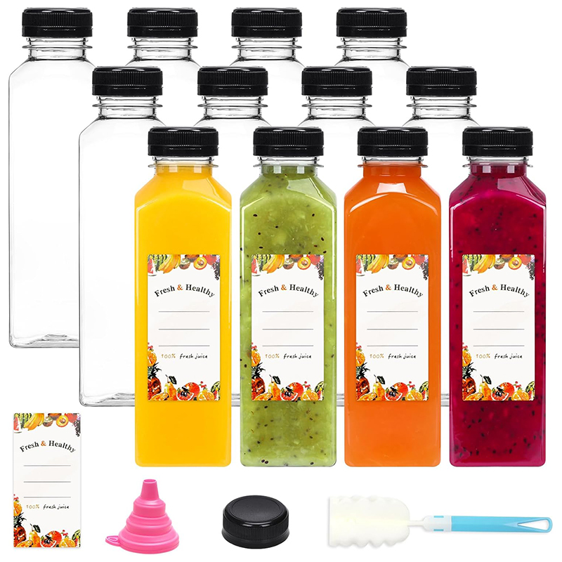 Water Bottle Blank - 500ML Juice Bottles with Caps Clear