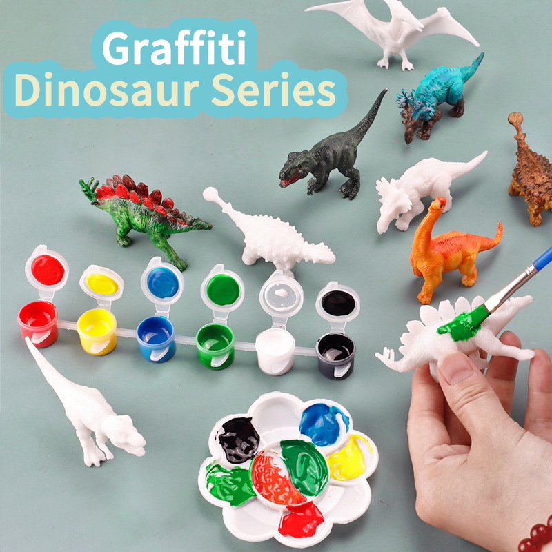 Puzzle Blank White - 6pcs/8pcs, DIY Coloring Dinosaur Toys, Graffiti
