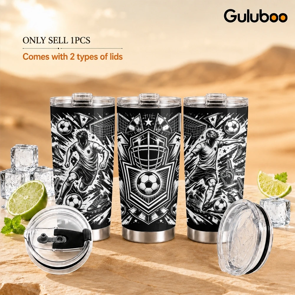 Tumbler 20Oz White - Black White Sports Emblem Vacuum Flasks