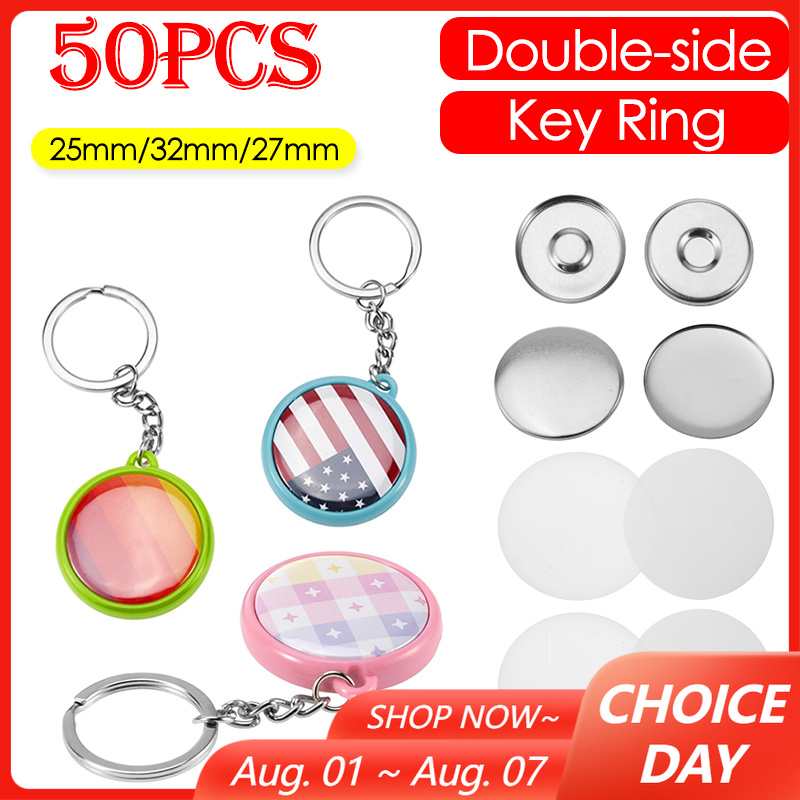 Button Badge Blank - 50pcs/Set 25mm 32mm 37mm Double-side Keychain