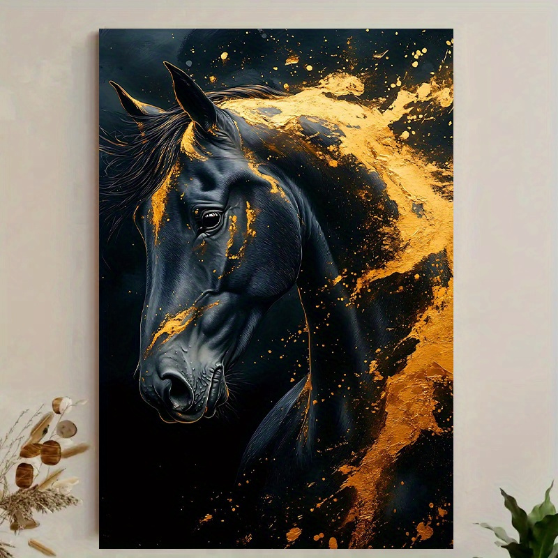 Canvas Wrap Ready - 1pc Elegant Black Horse Canvas Wall