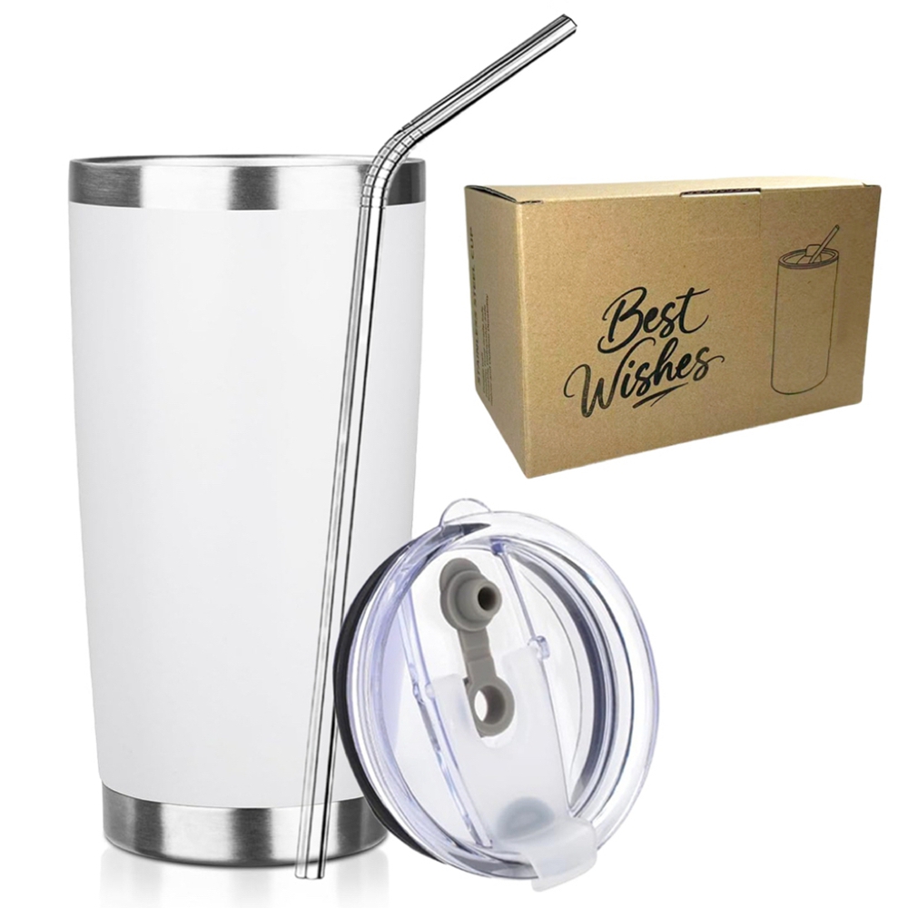 Tumbler 20Oz White - 20oz Tumbler Mug with Lid and