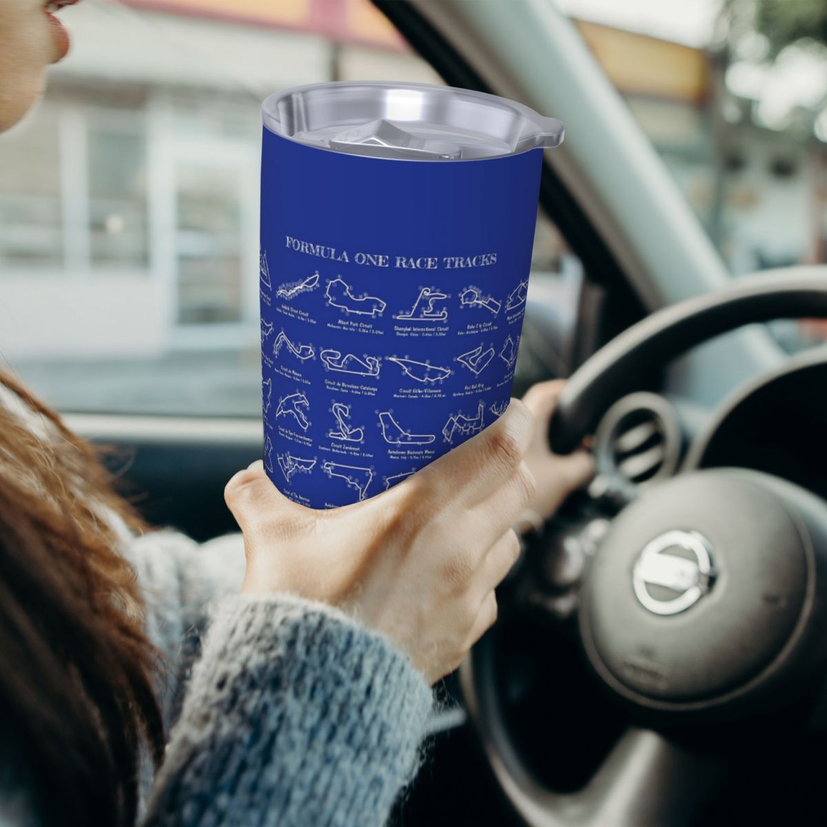Tumbler 20Oz White - F1 Race Tracks (White Stencil-No Background)