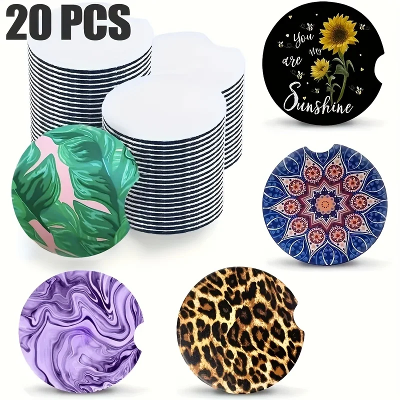 20pcs Sublimated Blank Car Coa - Coaster Sublimation Blank review and price