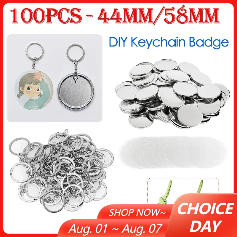 100PCS 44mm 58mm Keychains Bad - Button Badge Blank review and price