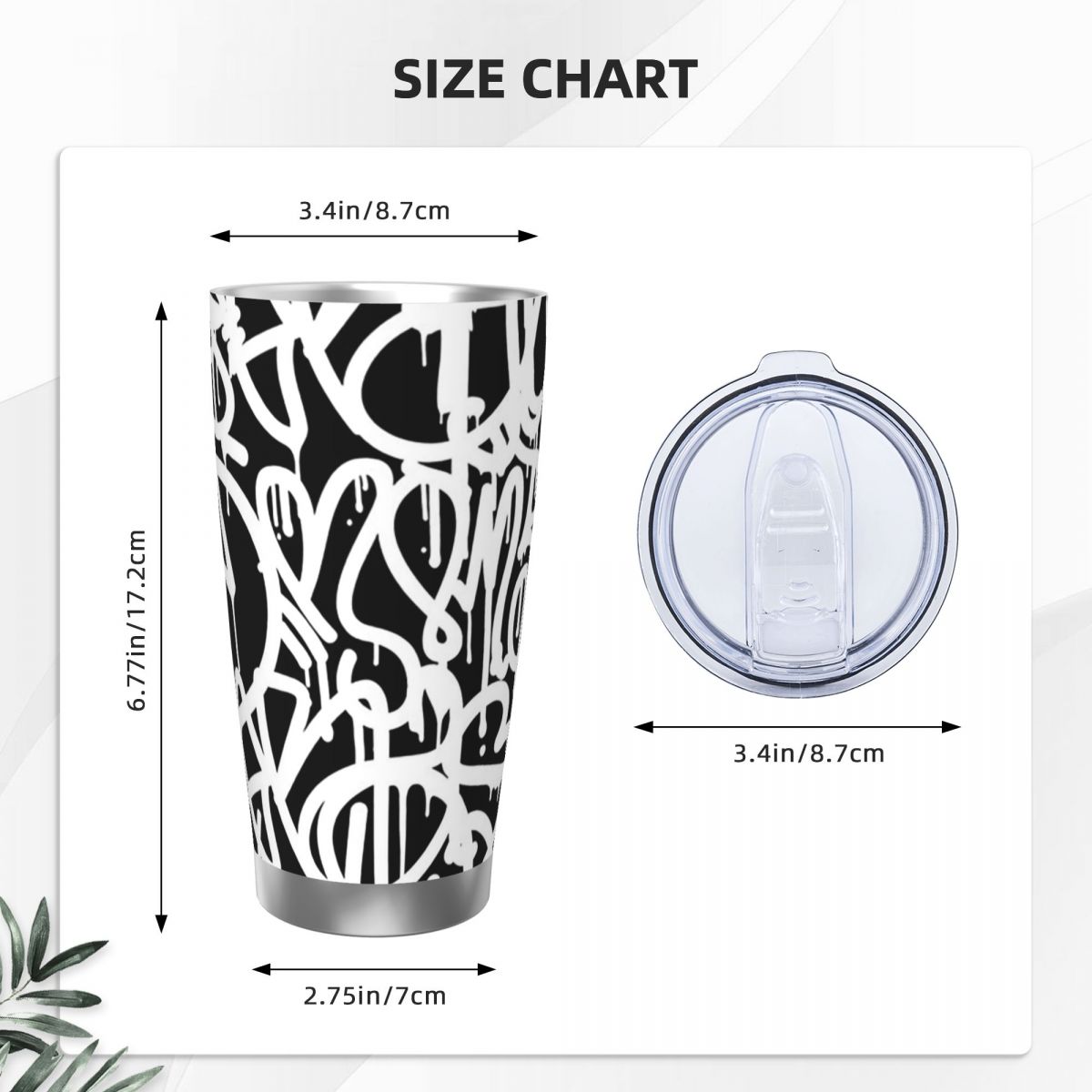 Black And White Graffiti Stain - Tumbler 20Oz White review and price