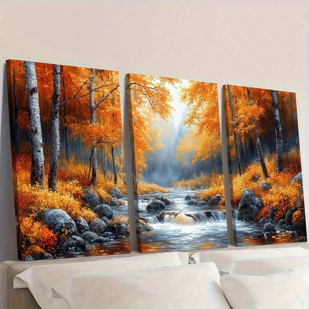 2D Flat, 3pcs Set Vibrant Autu - Canvas Wrap Ready review and price