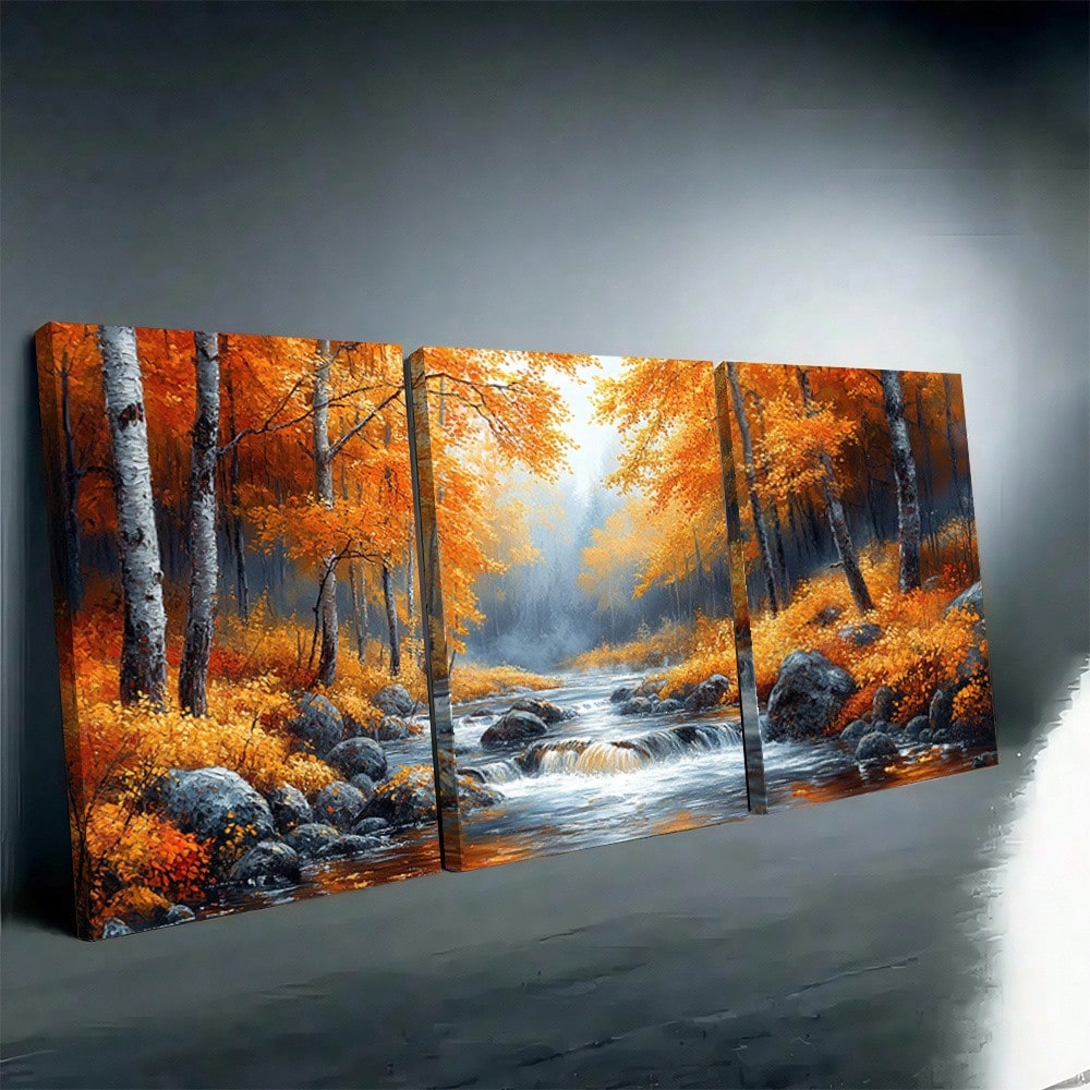 2D Flat, 3pcs Set Vibrant Autu - Canvas Wrap Ready review and price