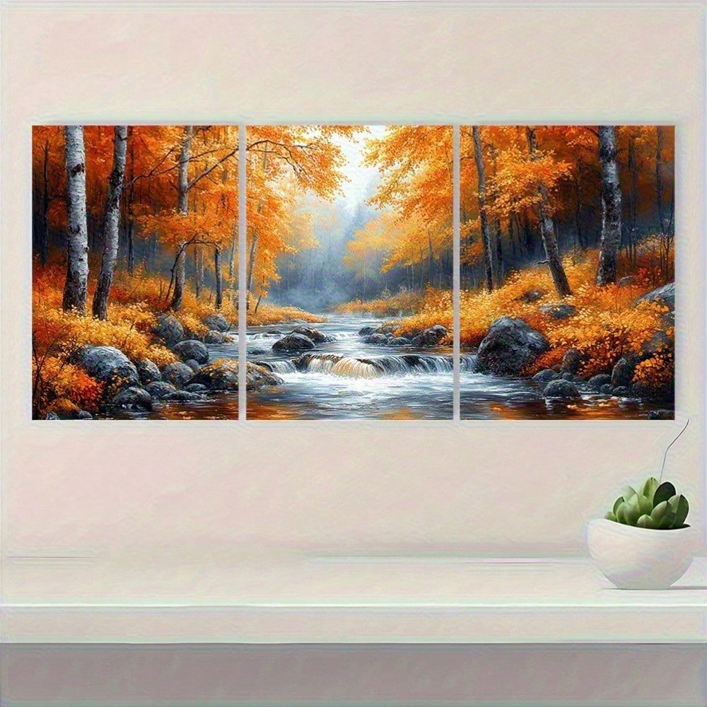 2D Flat, 3pcs Set Vibrant Autu - Canvas Wrap Ready review and price