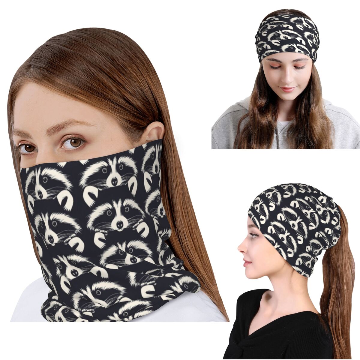 Black And White Raccoon Face P - Bandana Blank White review and price