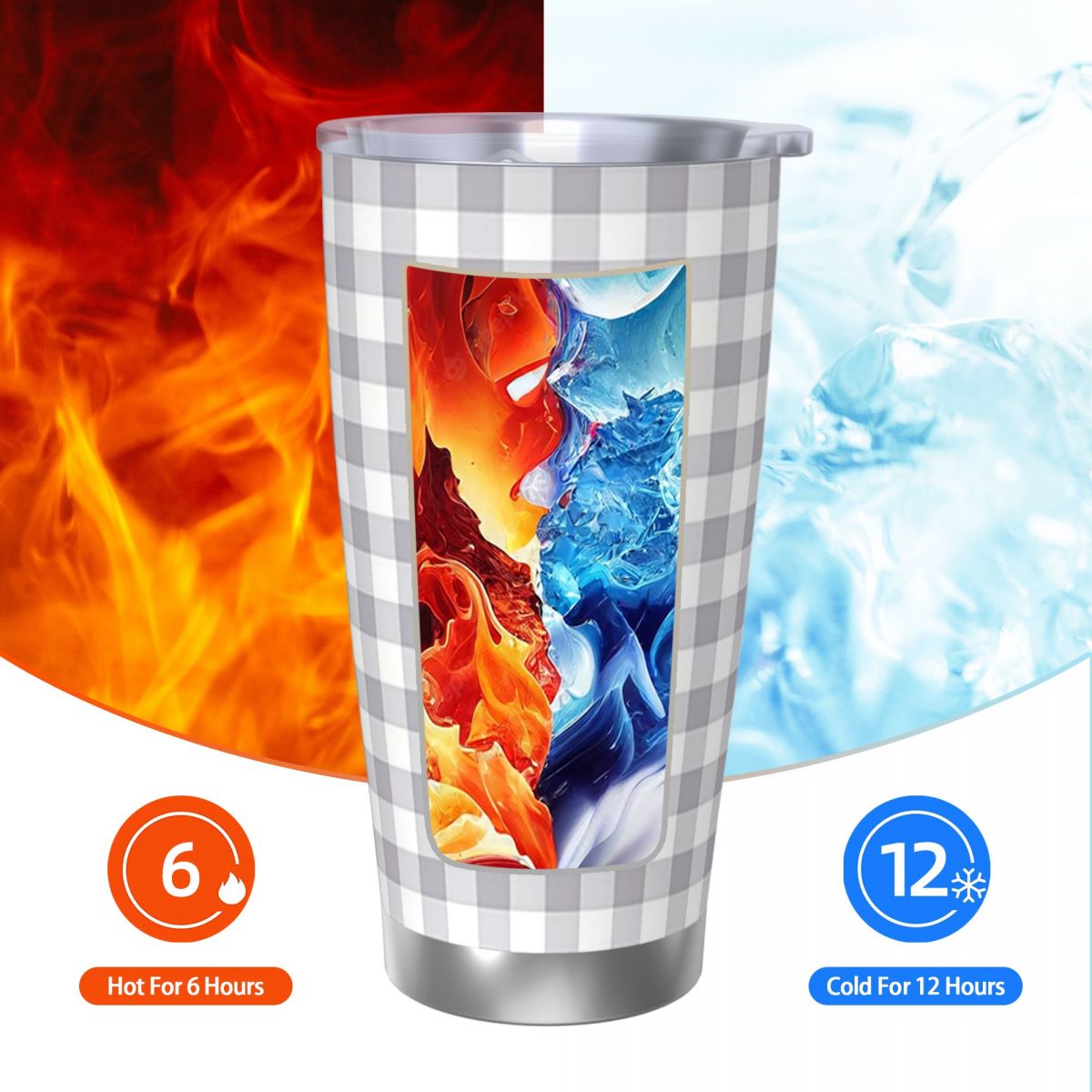 Gray And White Gingham Stainle - Tumbler 20Oz White review and price