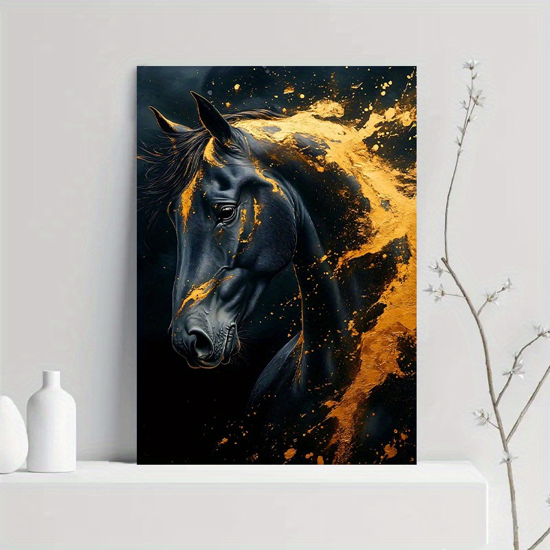 1pc Elegant Black Horse Canvas - Canvas Wrap Ready review and price